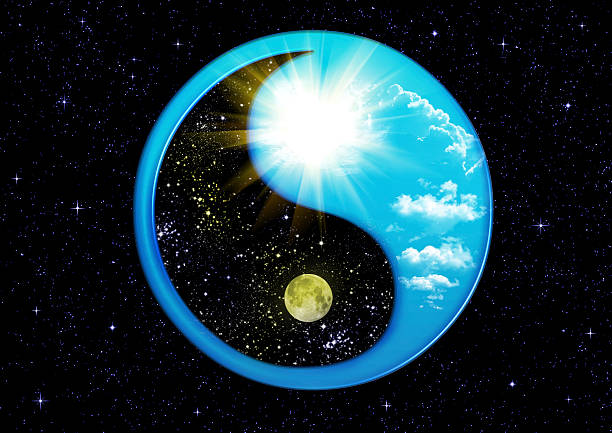 ying yang symbol blue background