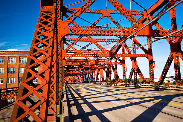 istock farm structures metallic red bridge in Portland 527025477