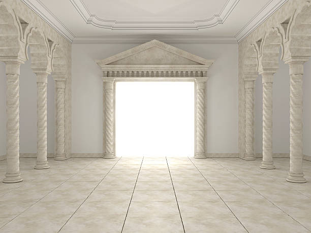 istock Classical portal in the hall with columns and arches 527026031