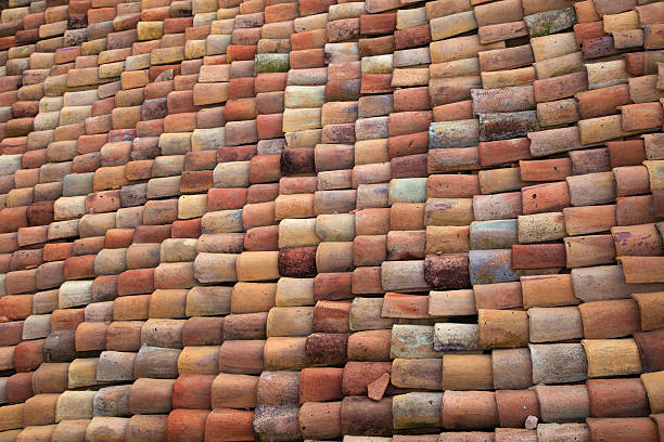 Old tiled roof stock photo