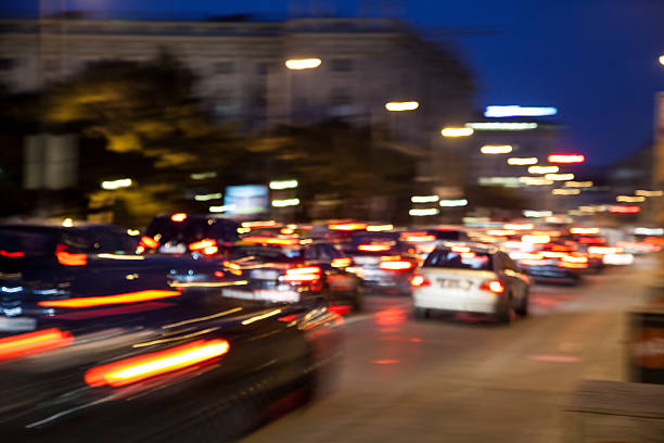 istock Night traffic blur bokeh background,colorful background 527030259