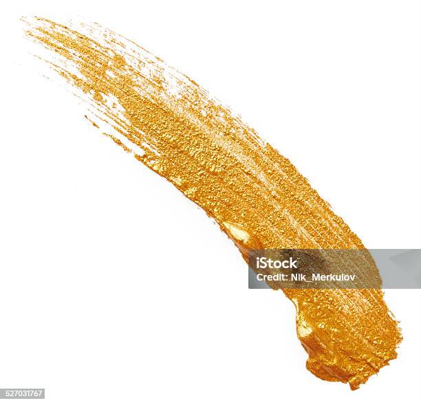 Strokes Of Golden Paint Stock Photo - Download Image Now - Gold Colored, Paint, Abstract