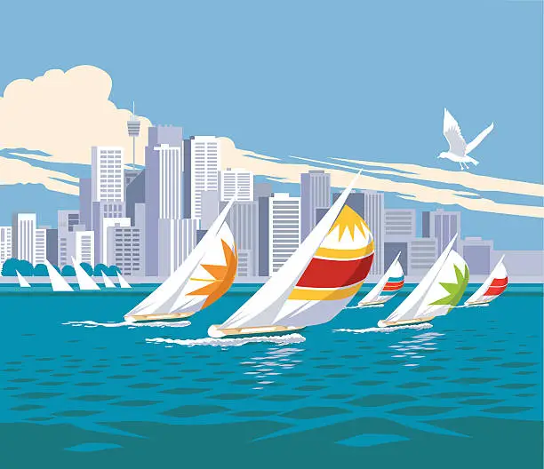 Vector illustration of Sailing the Harbour