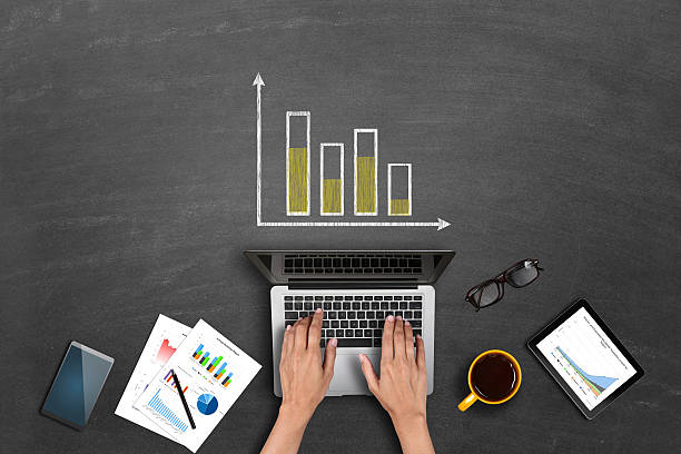 istock Market research business reports on laptop 527033830