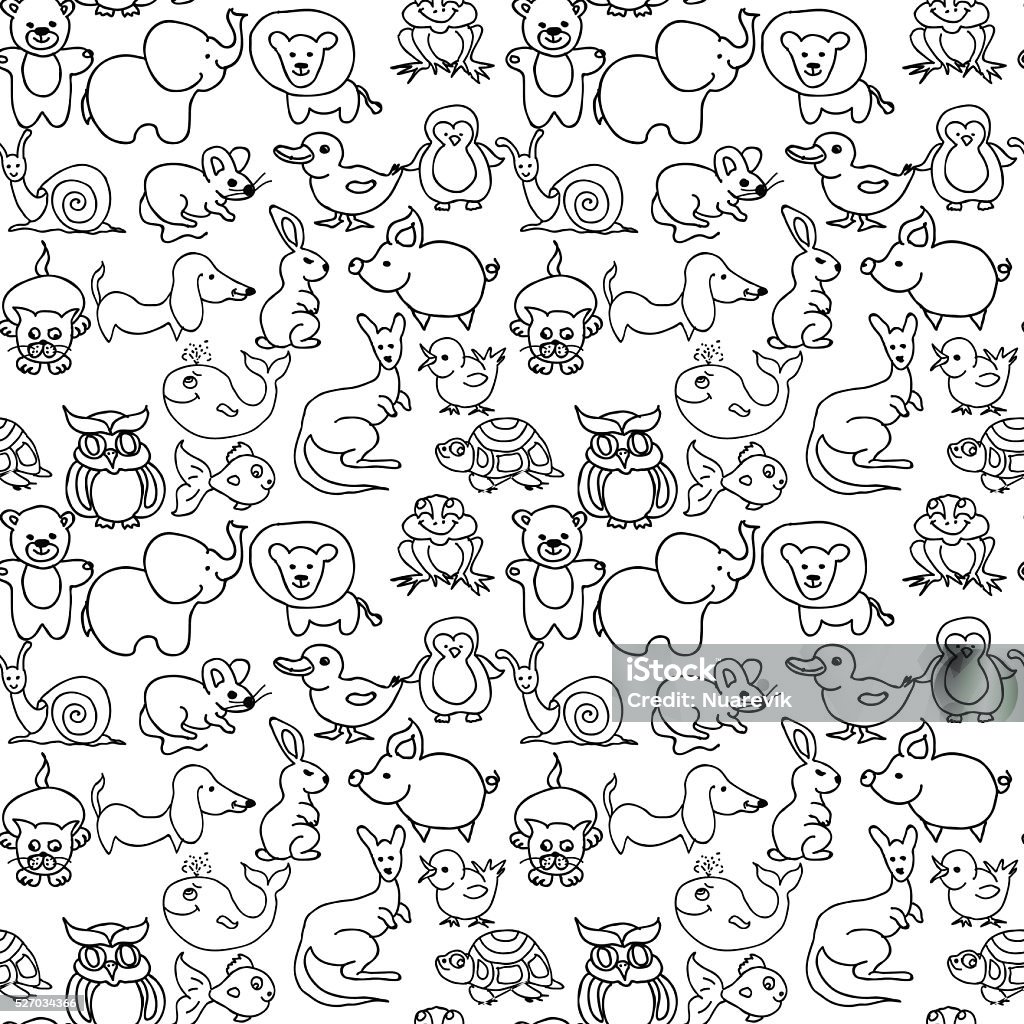 Baby animals icons seamless pattern monochrome Animal stock vector