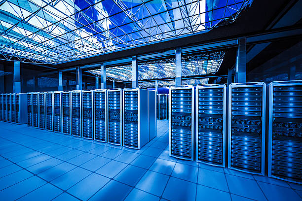 huge data center The City's Brain-Data center in the City.the high view from cooling equipment and network servers racks with light,3D physically rending high quality. cooling rack photos stock pictures, royalty-free photos & images