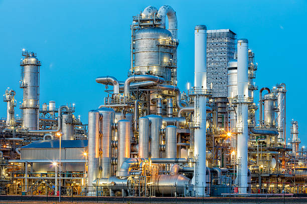 istock Petrochemical Plant Illuminated at Dusk 527035190