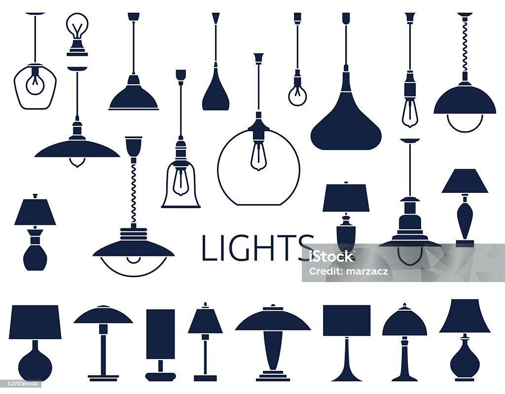 Vettoriale icone di lampadine - arte vettoriale royalty-free di Lampada elettrica