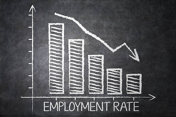 istock Graph of declining employment rate 527037070