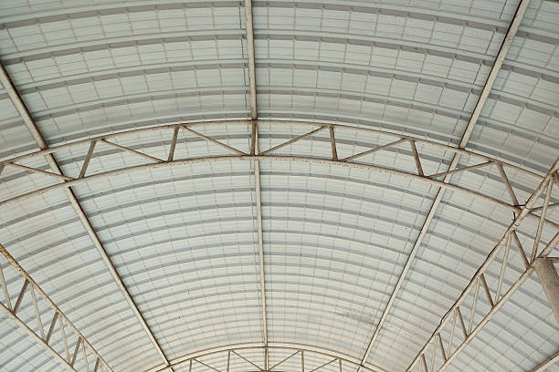 istock Curve roof with steel structure in modern building 527038776