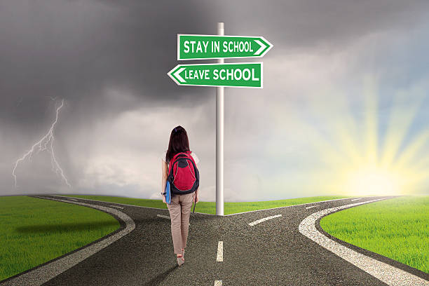 istock Female student with choices to stay or leave school 527039310