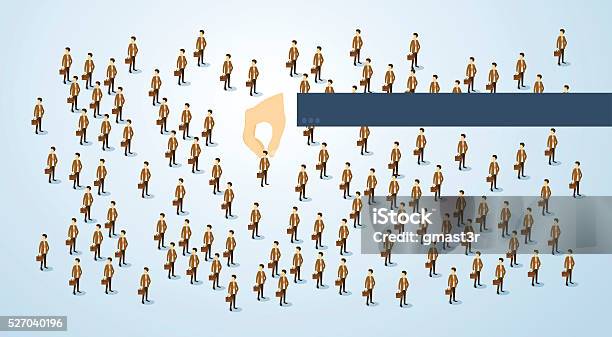 Recruitment Hand Picking Business Person Candidate People Group 3d Isometric Stock Illustration - Download Image Now