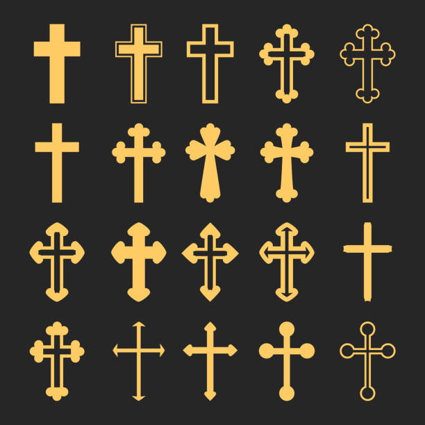 kreuz symbole set. die flanken der beschilderung oder symbole. vektor - variety stock-grafiken, -clipart, -cartoons und -symbole