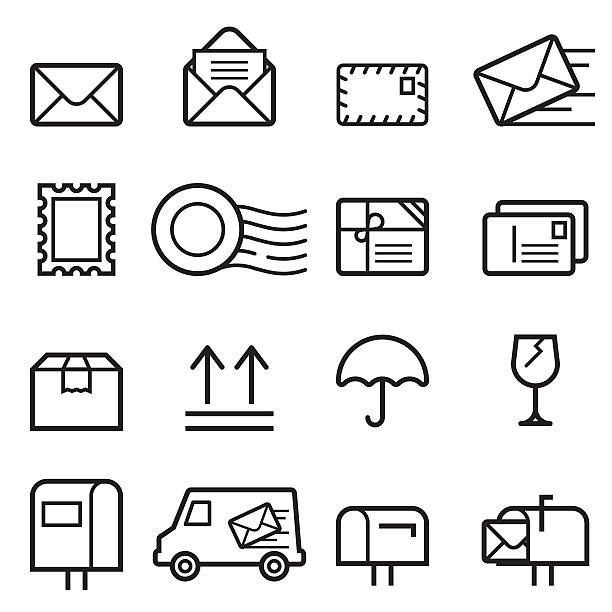 тонкие линии иконки электронной почты - mailbox stock illustrations