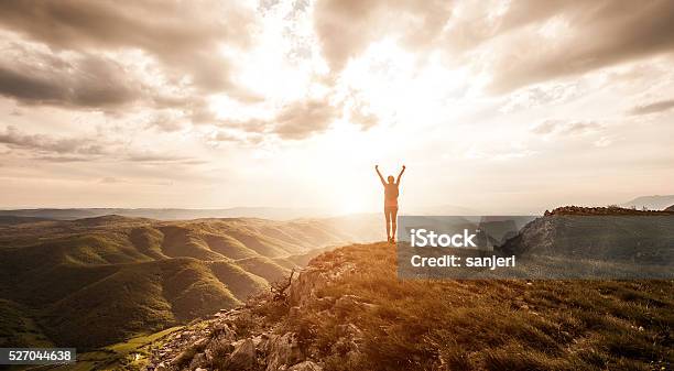 Freedom And Adventure In Nature Stock Photo - Download Image Now - Wellbeing, Mountain, Aspirations