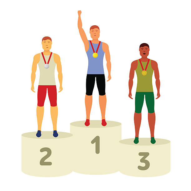 ilustrações de stock, clip art, desenhos animados e ícones de vector atributos olímpicos - olympic athlete muscular build winning