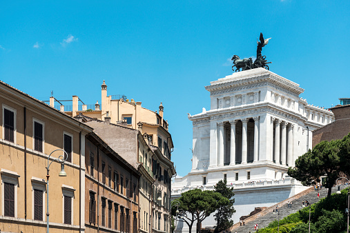Rome's Piazza Venezia Up close, the Vittorio Emanuele Monument in Italy.