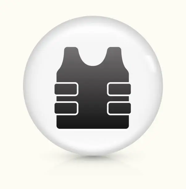 Vector illustration of Bulletproof Vest icon on white round vector button