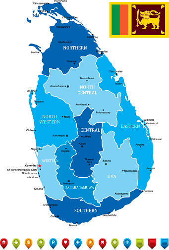 Sri Lankavektorkarte Stock Vektor Art und mehr Bilder von Karte