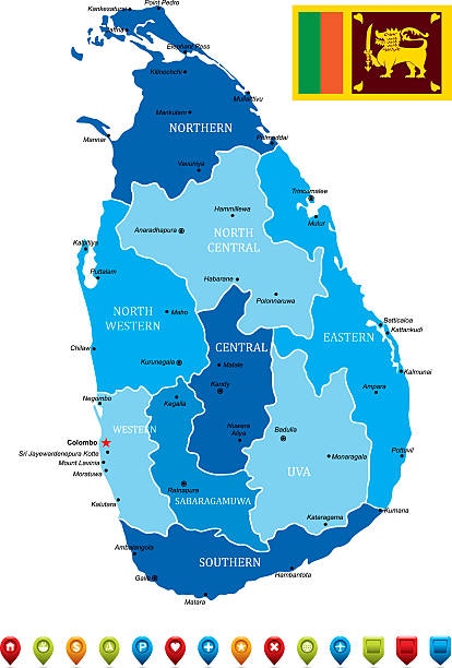 ilustraciones, imágenes clip art, dibujos animados e iconos de stock de vector de de mapa de sri lanka - india map cartography sri lanka