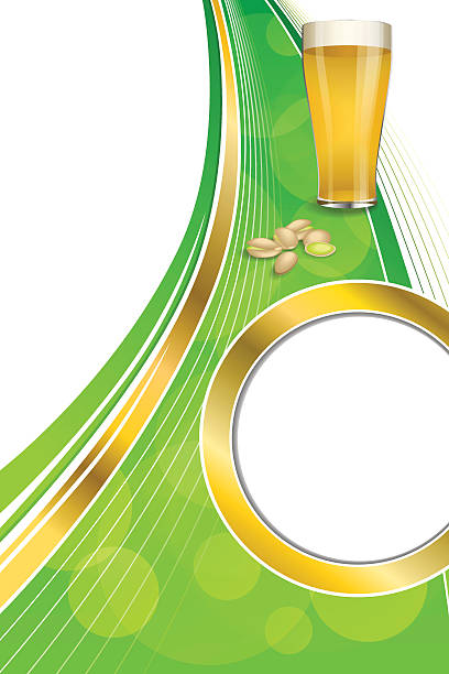 hintergrund abstrakt grün getränk glas bier pistazien-frame vertikale vektor - pistachio beer nuts nut backgrounds stock-grafiken, -clipart, -cartoons und -symbole