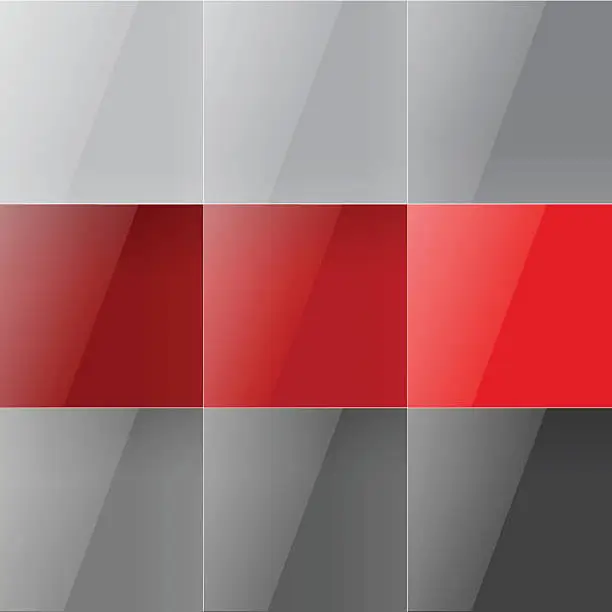 Vector illustration of Gray and red shiny squares abstract background