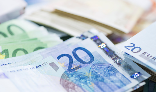 Different European Banknotes as detailed close-up shot