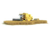 combine-harvester on isolated field