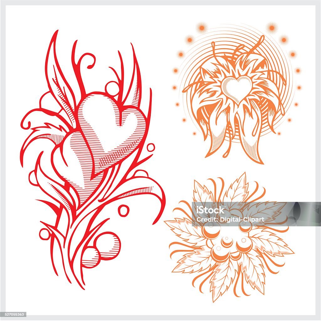 Flower design for tattoo. Vector illustration. Flower design - vector pattern. Design for tattoo. Abstract stock vector