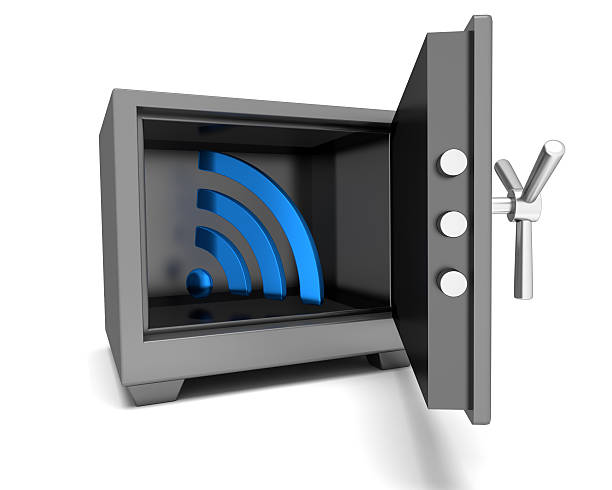 istock Abstract image symbol wi-fi in the safe. Illustration. 3D 527055433