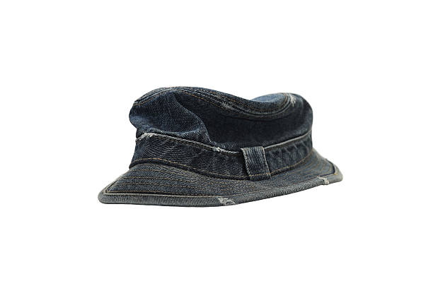 istock Dark blue denim hat isolated on white 527069179