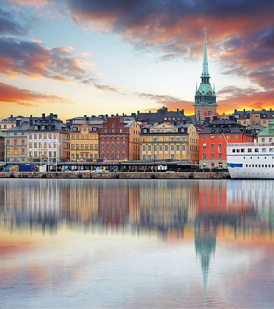 Stockholm, Sweden - panorama of the Old Town, Gamla Stan Stockholm, Sweden - panorama of the Old Town, Gamla Stan lake malaren photos stock pictures, royalty-free photos & images