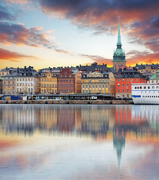 stockholm, sweden - panorama of the old town, gamla stan - gamla stan stockholm bildbanksfoton och bilder