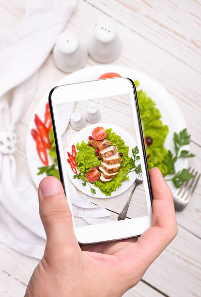 istock Hands taking photo chicken breast with smartphone. 527070753