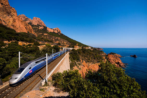 TGV on coast stock photo