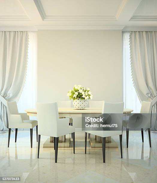 Dining Room In Classic Style Stock Photo - Download Image Now - Dining Room, No People, Apartment