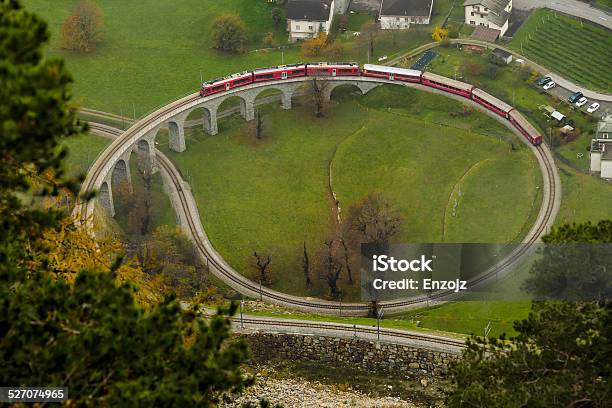 Brusio Spiral Viaduct Stock Photo - Download Image Now - Train - Vehicle, Piz Bernina, Architecture