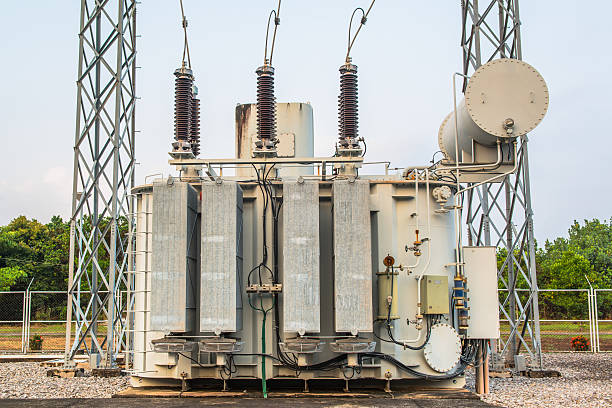 istock Transformer station and the high voltage electric pole 527076149