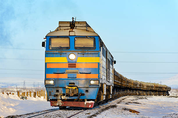 Freight train in the far north. Norilsk.Freight train in the far north. Norilsk.