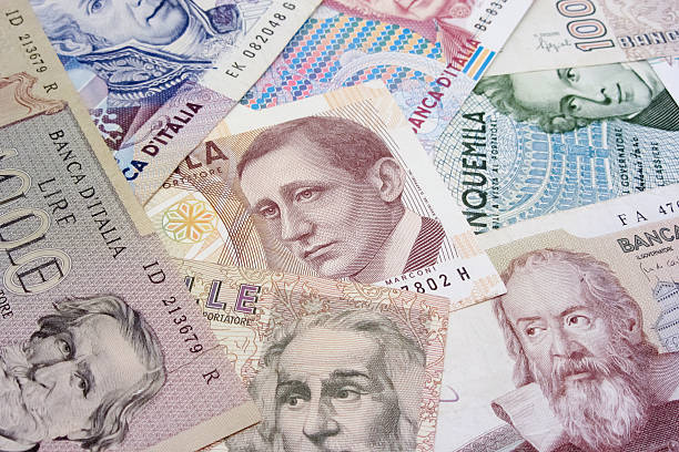 italské staré bankovky - guglielmo marconi - stock snímky, obrázky a fotky