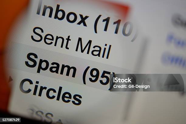 Magnifying Glass Showing A Spam Folder Stock Photo - Download Image Now - E-Mail, E-Mail Inbox, E-mail Spam