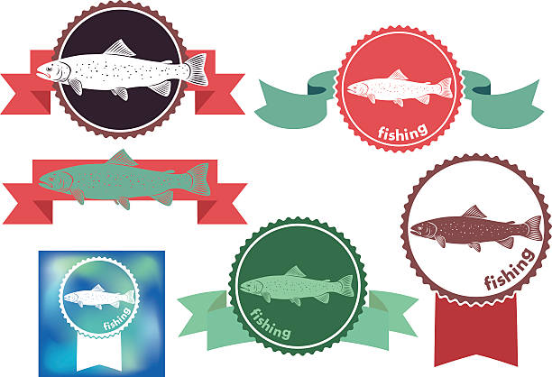 ilustrações de stock, clip art, desenhos animados e ícones de truta de ícones - trout fishing silhouette salmon