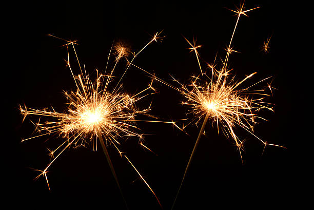 istock Two burning christmas sparklers 527088673