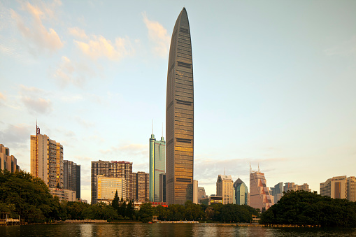 KingKey Financial Center(kk100) at night time in Shenzhen,China.