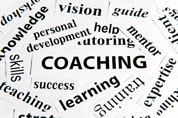 coaching/papier koncepcja (kliknij na, aby uzyskać więcej informacji) - teaching advice education single word zdjęcia i obrazy z banku zdjęć