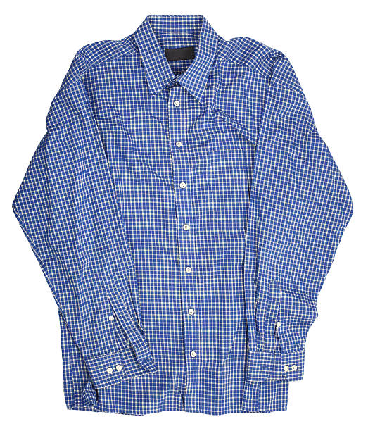 istock Man's blue cotton plaid shirt 527090003