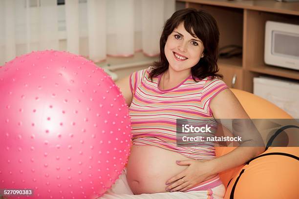 Pregnant Woman With Gymnastic Ball Stock Photo - Download Image Now - Adult, Beautiful People, Beauty