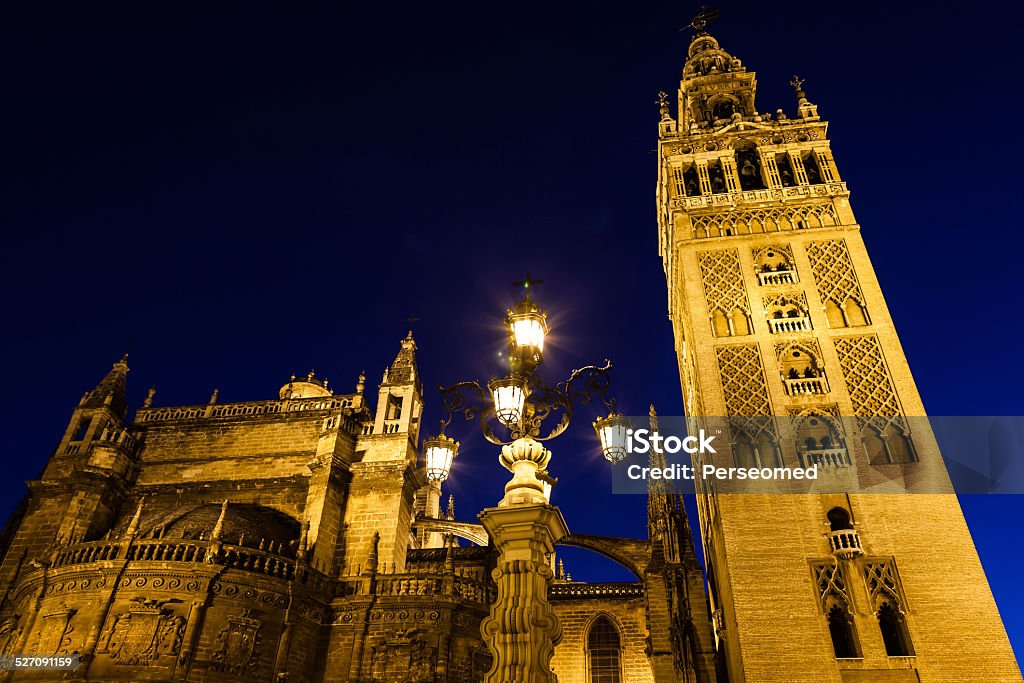 Giralda of Seville - Spain Giralda bell tower by night in Seville - Spain Andalusia Stock Photo