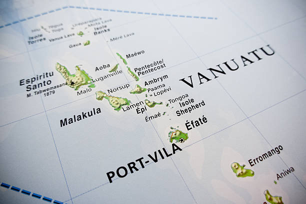 Vanuatu islands map stock photo