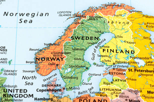 Scandinavia Map of Scandinavia map of helsinki finland stock pictures, royalty-free photos & images